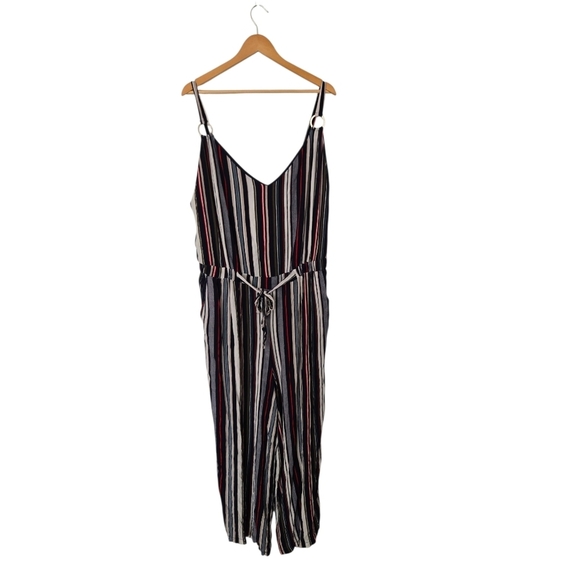 Planet Gold Pants - Planet Gold Striped Jumpsuit with Adjustable Straps Size 3x